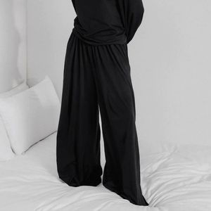 Lunya Organic Pima Wide Leg Pant in Immersed Black, L, VGUC